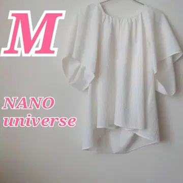 NANO universe 화이트 반팔 상의 M 소매 플레어 입체 실루엣