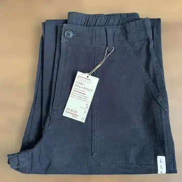 MUJI 워싱 헤링본 베이커 스트레이트 팬츠 L 블랙