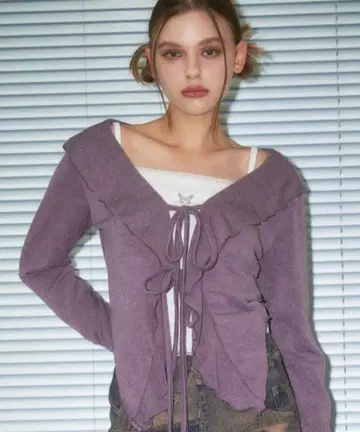 한국 브랜드 가디건 볼레로 나비 리본