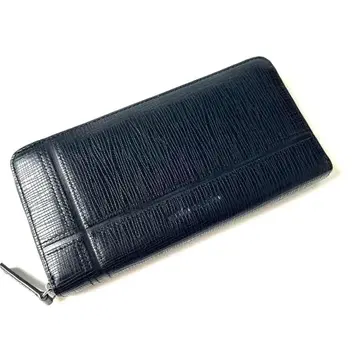 새상품 [밀라 쇤] 가죽 라운드 지퍼 장지갑 크로스 다크 네이비