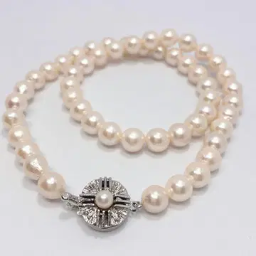 펄 목걸이 금장 장식 실버 진주