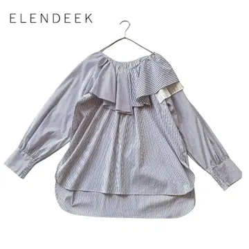 ELENDEEK 엘렌딕 스트라이프 블라우스 F 프릴 긴팔 디자인