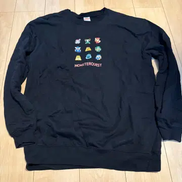 SUZURI 아이라도 힘들어요 몬스터 퀘스트 맨투맨 블랙 XL