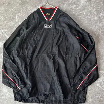 asics 나일론 풀오버 블랙 레드 L 빅 루즈