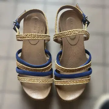 Marisa REY 파랑과 금 스트랩 샌들