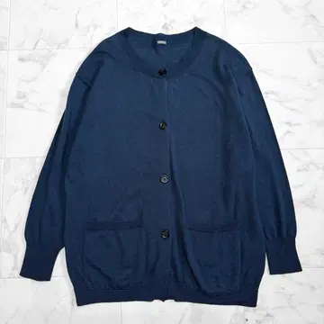 새상품급 마가렛호웰 롱 가디건 네이비 크루넥 얇은 소재