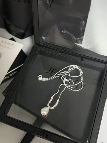 실버 진주 롱 목걸이