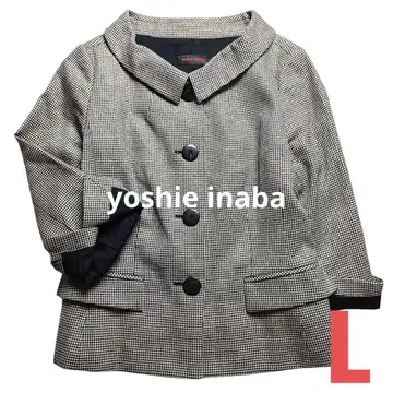 요시에 이나바 라운드 칼라 자켓 7부 소매 하운드투스 x 골드 라메