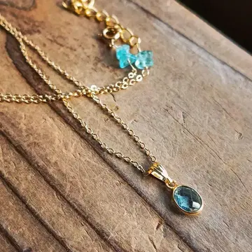 블루 토파즈, 담수 진주 목걸이 펜던트