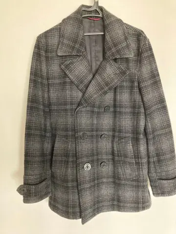 폴 스미스 체크 무늬 더블 브레스트 피 코트 XL