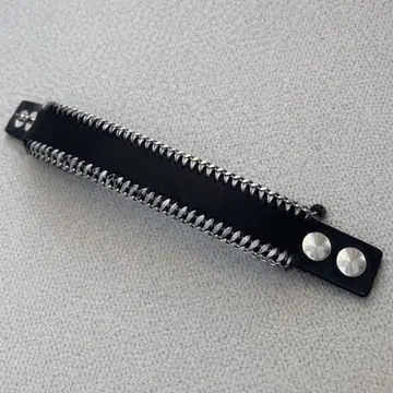 GARNI 가죽 팔찌 블랙 실버 체인 디자인