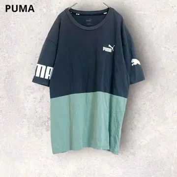 PUMA 푸마 컬러 블록 반팔 T셔츠 L 코튼 100% 로고