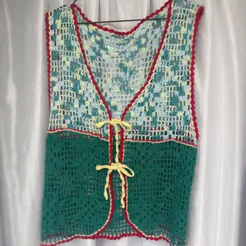 손뜨개질 썸머 베스트 코튼 니트
