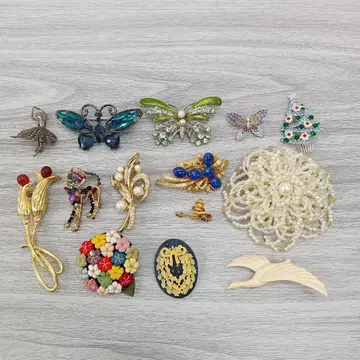 N185 브로치 코사지 핀 컬러 스톤 진주 조 등 일괄