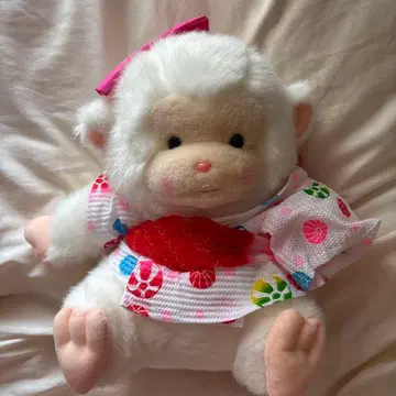 화이트 원숭이 봉제 인형 일본풍 의상 봉제인형의 삼영