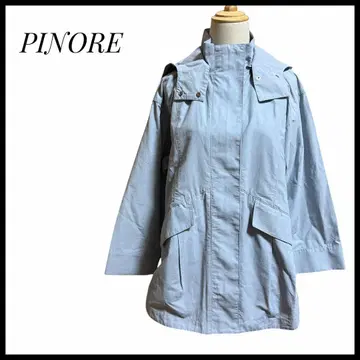 PINORE 후드 부착 코트 라이트 블루 38 스프링 코트 나일론