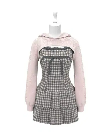 허니뮤우 하니뮤 깅엄 체크 프릴 앙상블 원피스