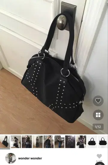 nugu 누그 나일론 스터드 빅 숄더백 한국