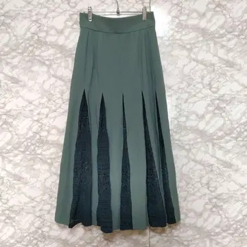 LAGUNAMOON 보더 레이스 박스 플레어 스커트 M