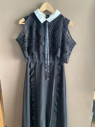 한국 패션 블랙 레이스 원피스 L