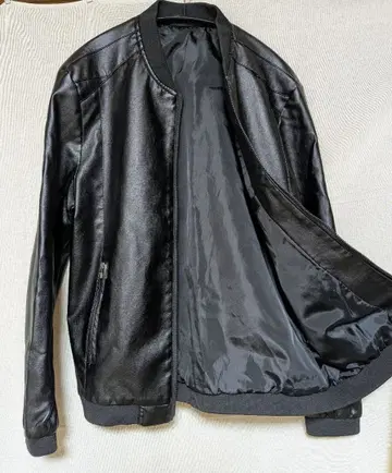 레더 봄버 자켓 남성용 블랙 M 사이즈