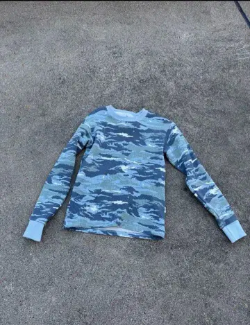 FTW 써멀 카모 무늬 블루 카모플라쥬 와플 롱 T 스트릿 Y2K