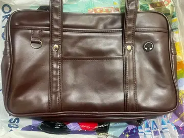 브라운 인조 가죽 스쿨 백