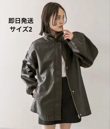 미사용 새상품 mystic 페이크 레더 자켓 브라운