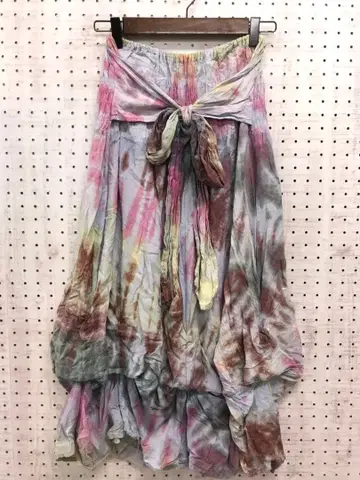 오리엔탈 에스닉 구제 의류 타이다이 염색 벌룬 밑단 맥시 롱 스커트