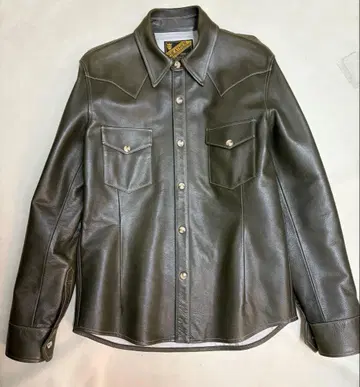 [ Y'2 LEATHER/와이투레더 ] 가죽 웨스턴 셔츠/올리브