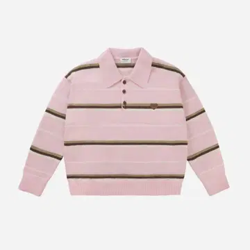 한국 MUSINSA mellotory 스트라이프 니트 컬러 T셔츠 핑크