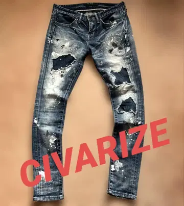 CIVARIZE 시바라이즈 스키니 데님 42 페인트 리메이크 새상품급