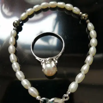 새상품 진주 팔찌와 반지 세트