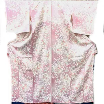 중고품 잡화 단품 순수 실크 핑크 계열 꽃 무늬 코몬 KM-046-25