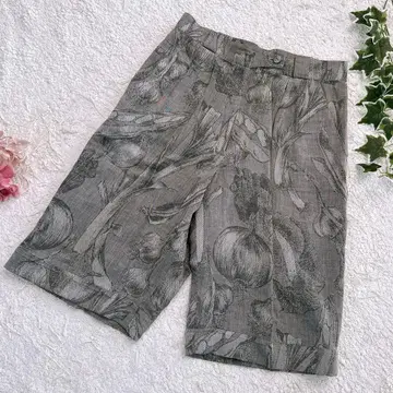 레어 크리스찬 오자르 베지터블 프린트 하프 팬츠 올 패턴 그레이