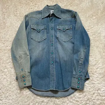 컨디션 최상 FOB 팩토리 데님 웨스턴 셔츠 터콰이즈
