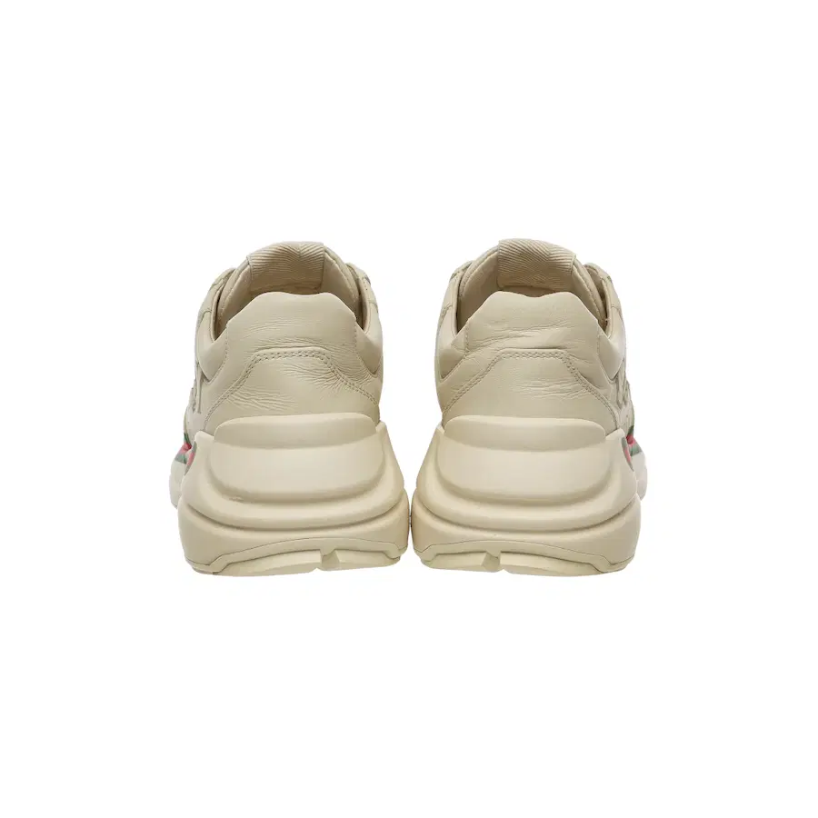 (W) Gucci Rhyton皮革运动鞋，饰有条纹标志