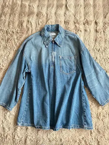 미사용 ZARA 데님 A라인 하프 집업 자켓 원피스