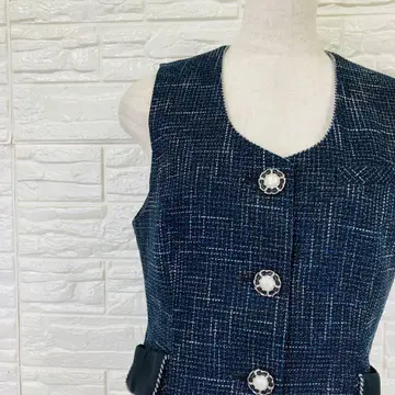 en joie 사무복 트위드 베스트 네이비 유니버스 사이즈 9 앙조아