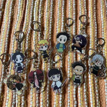 미사용 귀멸 키링 9개 세트