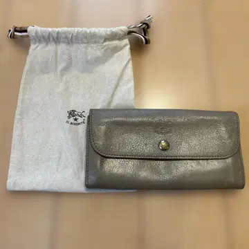 IL BISONTE 그레이 가죽 장지갑 수납 가방 포함