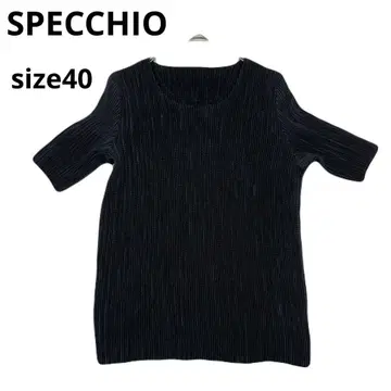 새상품급 SPECCHIO 셔틀 플리츠 블랙 반팔 T셔츠 스퀘어넥