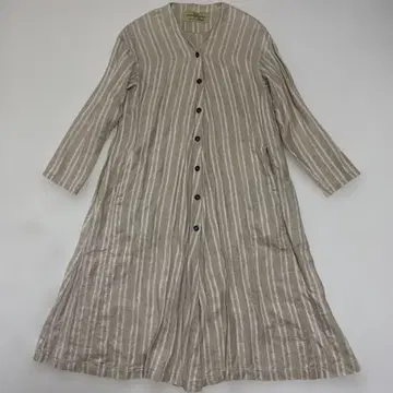 nest Robe 스트라이프 롱 셔츠 원피스 린넨 겉옷 v넥