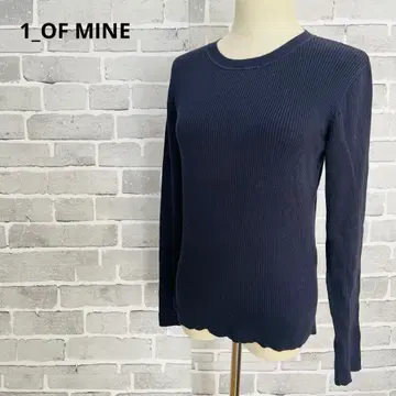 1_OF MINE 그린 라벨 릴랙싱 리브 니트 네이비 B387