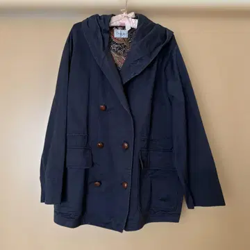 네이비 더블 버튼 마운틴 후드티