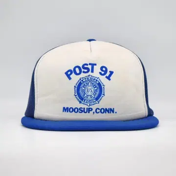 80-90s 한국제 USA POST91 퇴역 군인 메쉬 캡 블루