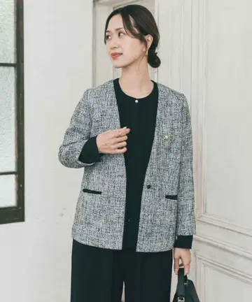 어반 리서치 도어스 트위드 V넥 롱 자켓