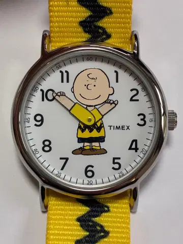 새상품급 TIMEX x PEANUTS 찰리 브라운 남성용 손목시계