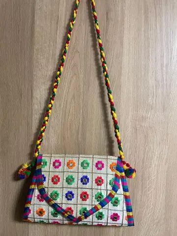 꽃무늬 자수 숄더백 - 인도산