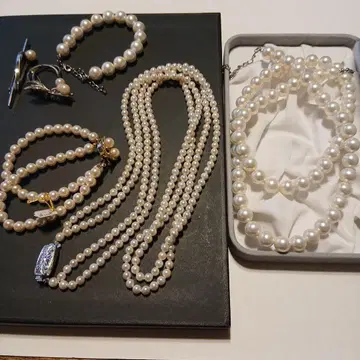 화이트 펄 진주 목걸이 세트